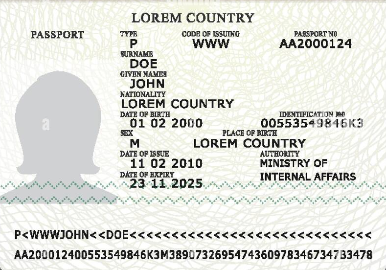 Passport Bio Data Page placeholder